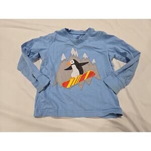 Land's End Kids Penguin Shirt Light Blue 3t